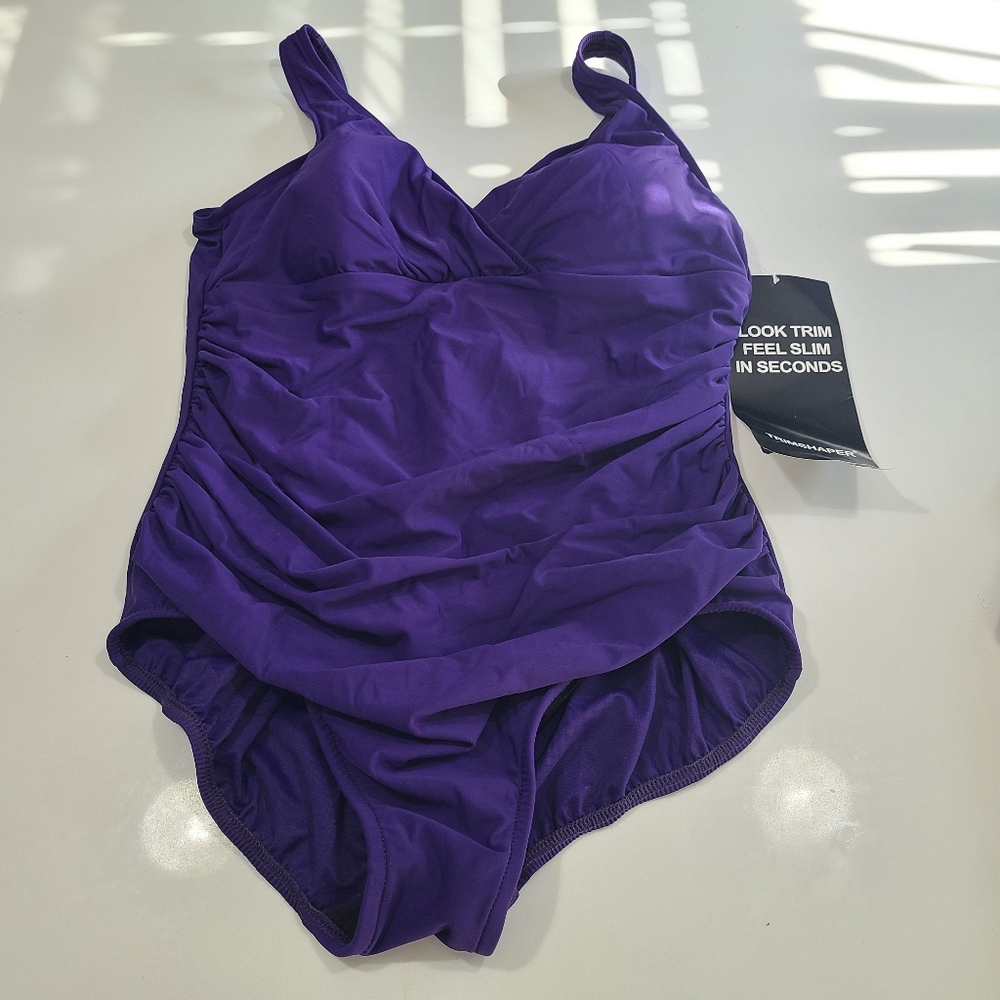 Trimshaper Vibrant Purple/Plum Swimsuit in Size 16W